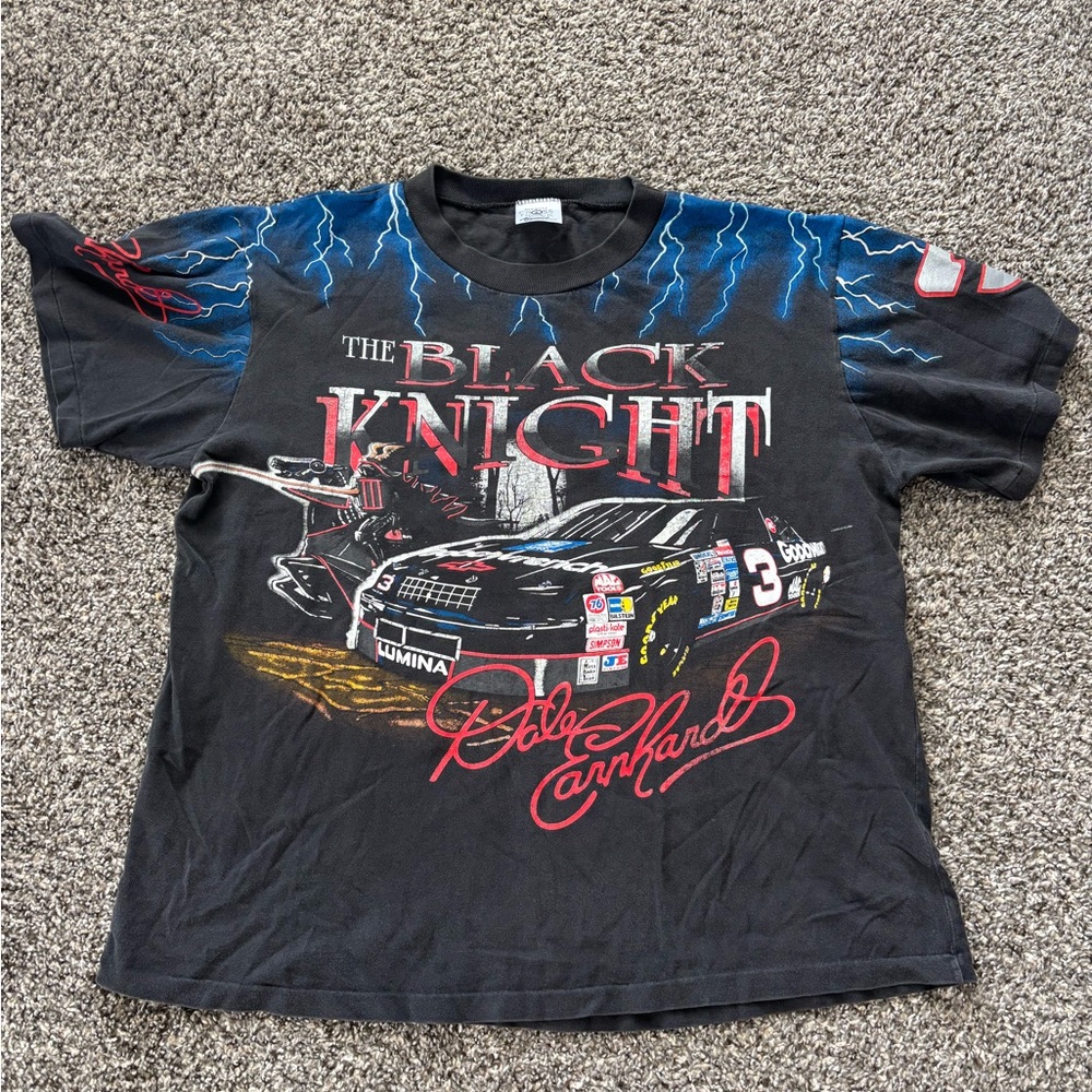 Vintage Dale Earnhardt The Black Knight AOP Shirt XL NASCAR 1990s All Over Print